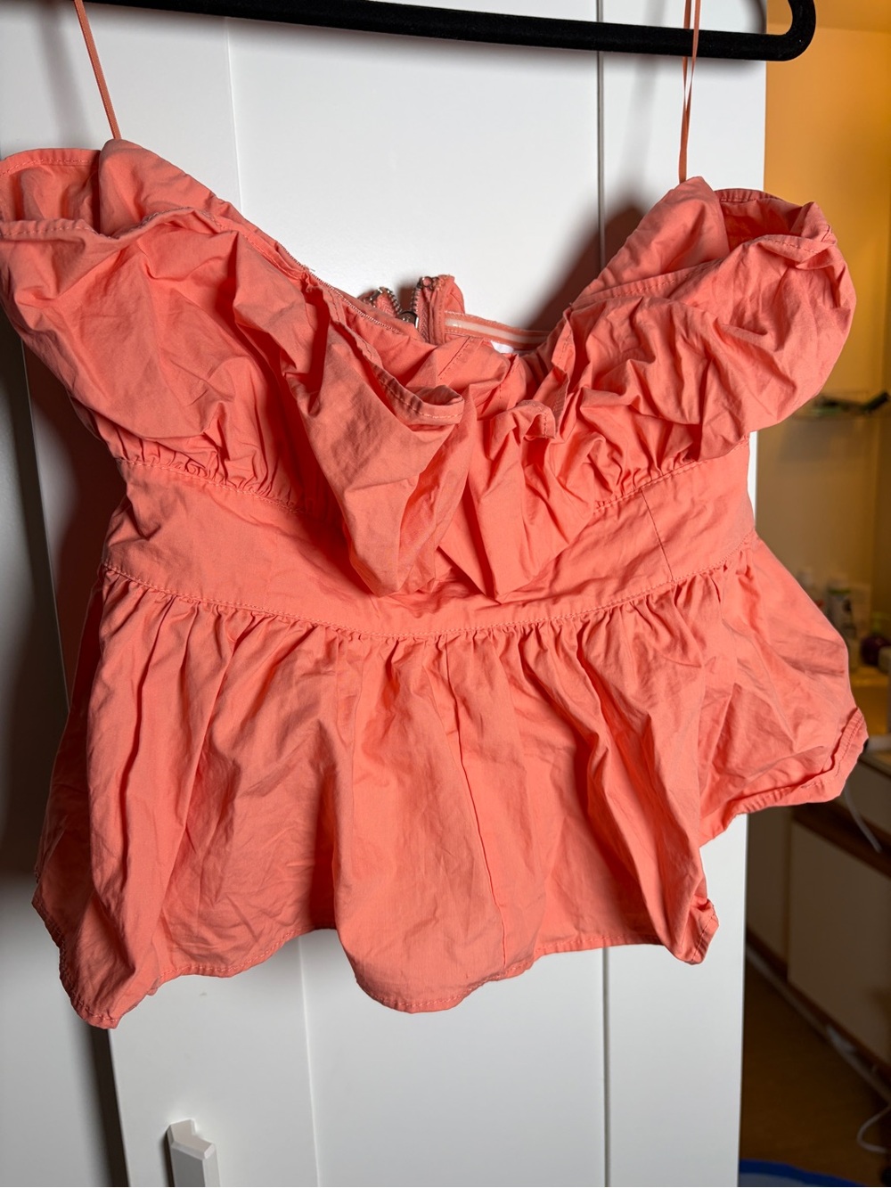 Ruffle Peplum Camisole in Vibrant Coral